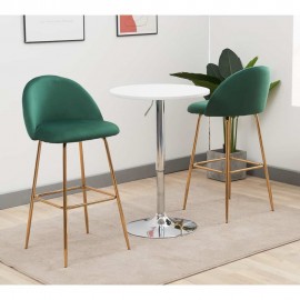 Aurora Velvet Bar Stool - Set Of 2 Green