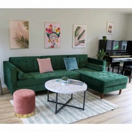 Scott 4 Seater Right Hand Facing Chaise End Corner Sofa in Green