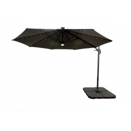 Roma Grey Umbrella 3.0M with LED lights and Parasol Base Set