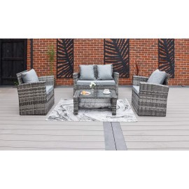 Rattan Outdoor Garden Sofa Set 4 Seater with Raincover