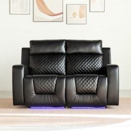 Black PU Leather Electric Recliner Functional 2 seater sofa