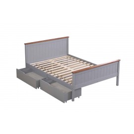 4ft6 double grey with oak top 2 drawer (bed frame only)