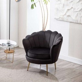 Black Accent Chair with Golden Metal Leg