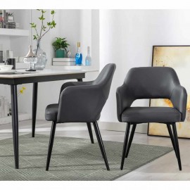 NATA PU DINING CHAIR - SET OF 2 Grey