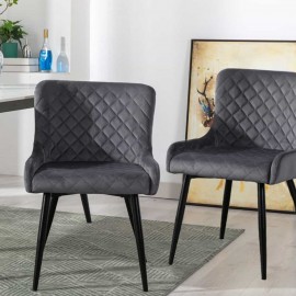 VELVET DINING CHAIR - SET OF 2 Grey