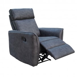 1 seater Bounded Leather Grey Manual Recliner Armachair