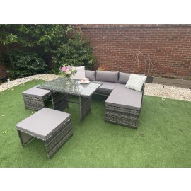 Eton 6 seater cube armchair sofa set - Grey