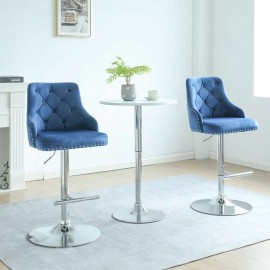 Avers Velvet Bar Stool in Blue - Set Of 2