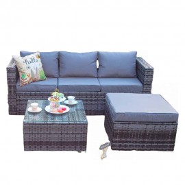 4 Seater Rattan Garden Furniture Sofa Set in Grey with Rain Cover