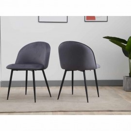 AURORA VELVET DINING CHAIR - SET OF 2  Grey