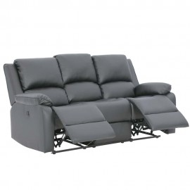 PALERMO GREY LEATHER ELECTRIC RECLINER ARMCHAIR 3 SEATER SOFA LOUNGE CHAIR