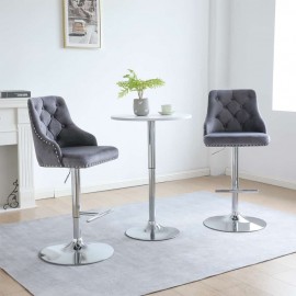 Avers Velvet Bar Stool In Grey - Set Of 2