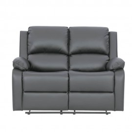 PALERMO GREY LEATHER ELECTRIC RECLINER ARMCHAIR 2 SEATER SOFA LOUNGE CHAIR