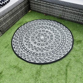 SUMMERFUSHION OUTDOOR GARDEN WATERPROOF REVERSIBLE ROUND RUG