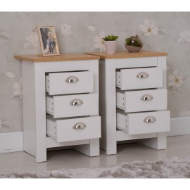 Country Style Bedside Table A Pair White
