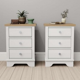 Set of 2 Beside Table with 3 Drawers