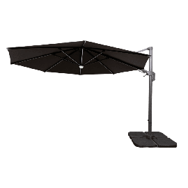 Roma Grey Parasol Umbrella 3.5M with LED lights and Base Set