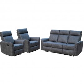 3+1+1seater Bounded Leather Grey Manual Recliner Armachair