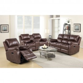 Leatheire Brown Manual Recliner 3 Seater Sofa