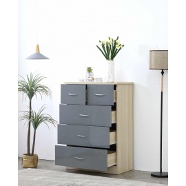 Valentina 3+2 Drawer Chest in Grey Gloss