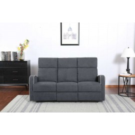 Boston grey fabric Leather 3 Seater Recliner Sofa