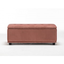 Velvet Storage Ottoman Seat Stool Bench Pink