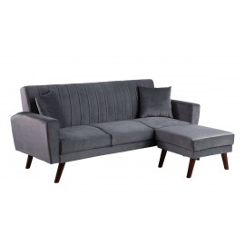 Grey sofa bed with ottoman