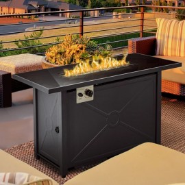 OUTDOOR PROPANE GAS FIRE PIT TABLE WITH RAIN COVER
