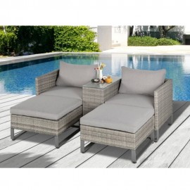 MODULAR 4 SEATER PATIO RATTAN GARDEN FURNITURE SOFA SET DAY BED SET
