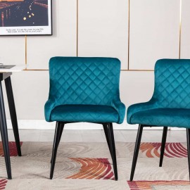 VELVET DINING CHAIR - SET OF 2 teal