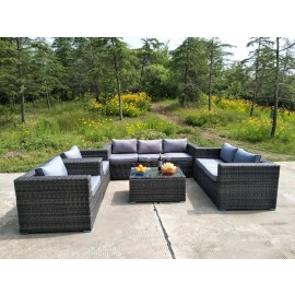 7 SEATER RATTAN GARDEN FURNITURE SET Grey