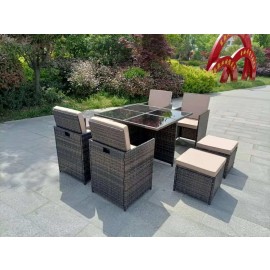 ETON RATTAN GARDEN 8 SEATER CUBE SET IN BROWN WITH RAIN COVER