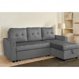 Grey Reversible corner sofa bed