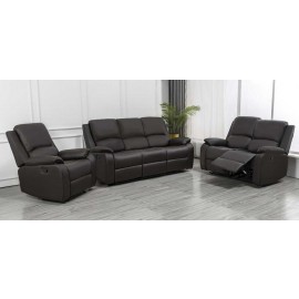 brown bounded leather recliner sofa1+2+3 seat