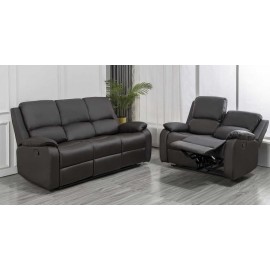 brown bounded leather recliner sofa 2+3 seat