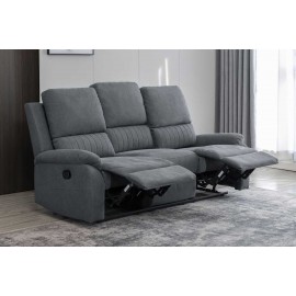 Recliner 3 seater sofa grey fabric
