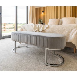 Grey Bench with Silver Legs