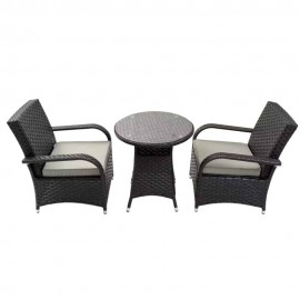 2 Seater Rattan Armchair Bistro Set in Black with Raincover