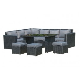 Yakoe 9 Seater Barcelona Rattan-Effect Garden Furniture Set Black
