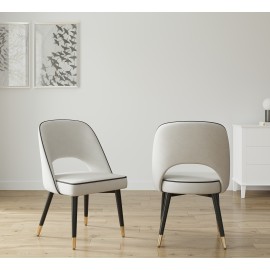 Set Of 2 Amore Dining Chair In Beige / Grey / Wine Green