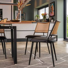Set Of 2 PE Rattan dining chair In Black