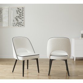 Set Of 2 Amore Boucle Dining Chair In White Teddy Fabric