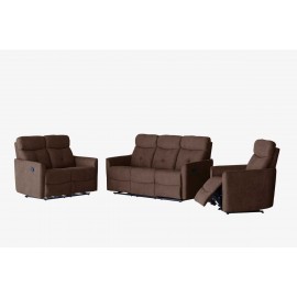 PABLO BROWN PLUSH MANUAL RECLINER SOFA / ARMCHAIR 1+2+3