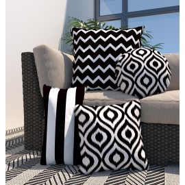 ASHCRAFT WATERPROOF OUTDOOR SCATTER CUSHION SET IN BALCK PATTERN