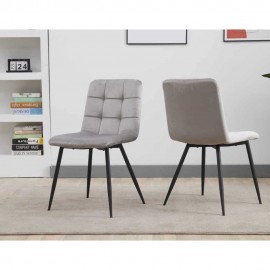 Light Grey Velvet Upholstery Dining Chair - Set Of 2