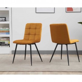 Mustard Velvet Upholstery Dining Chair - Set Of 2