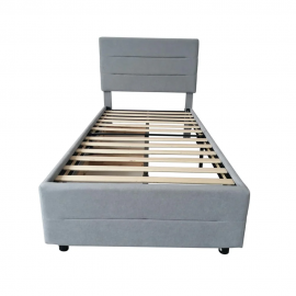 Cibor Wooden Bed Frame with 2 Drawers Single Bed - Grey