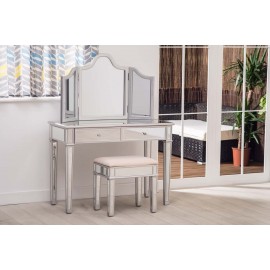 Mirrored Glass Dressing Table Stool