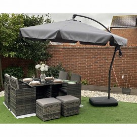 ETON 8 SEATER RATTAN GARDEN CUBE ARMCHAIR SOFA SET WITH PARASOL