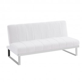 ELLIE WHITE BOUCLE FOLDABLE SOFA BED WITH STAINLESS STEEL LEGS